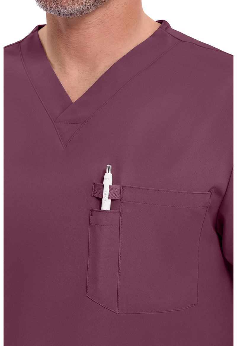 Wine - Men's Tuckable V-Neck Scrub Top (View 2)