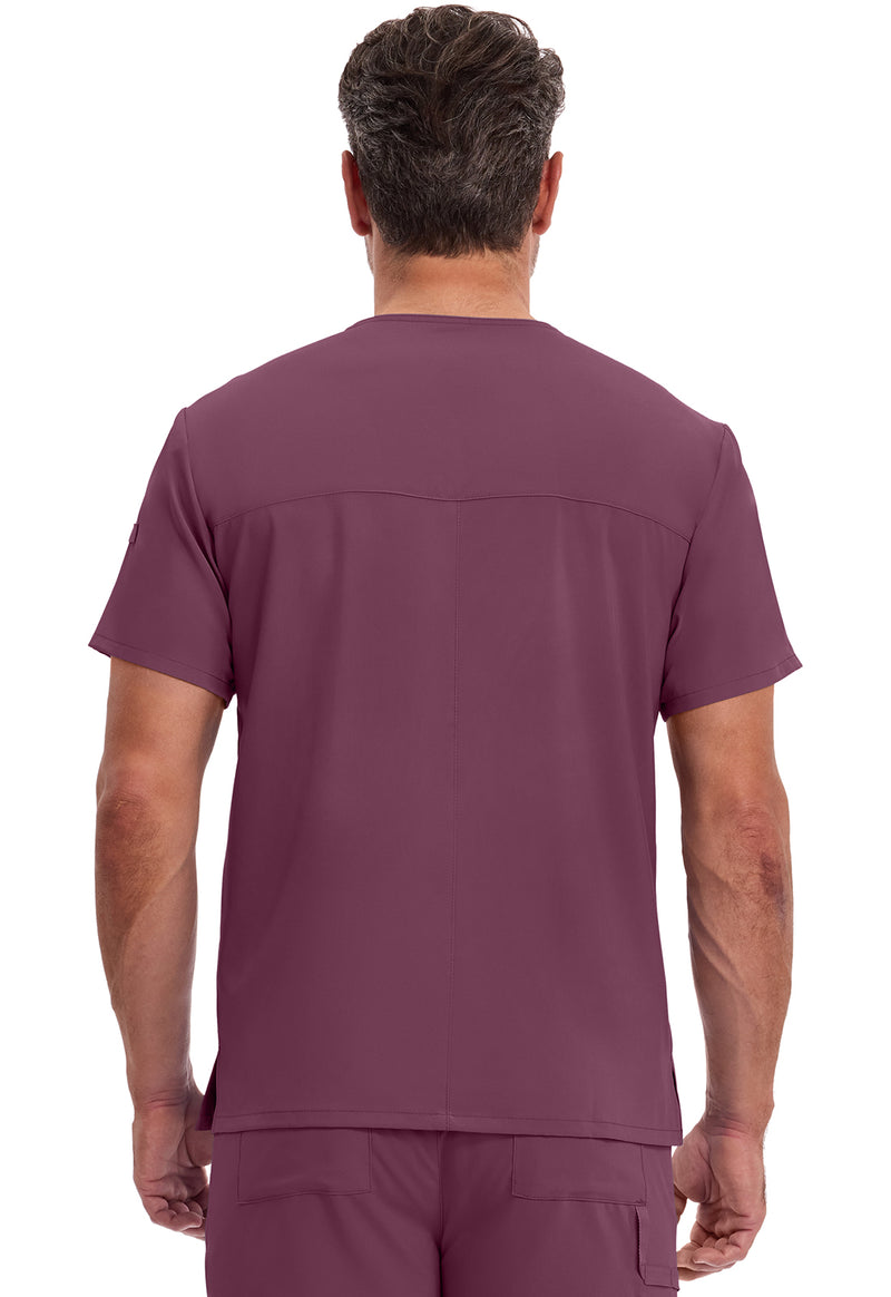 Wine - Dickies EDS Essentials Men Scrub Top - Back View
