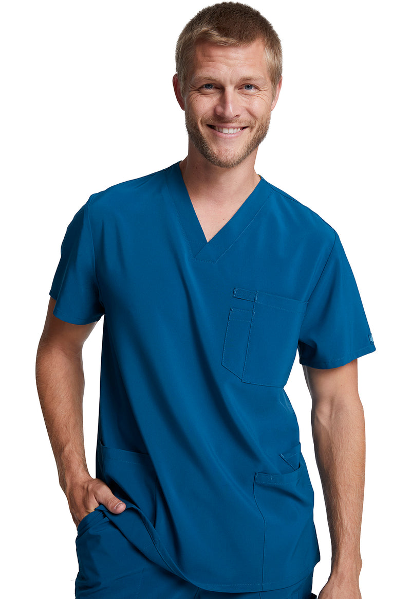 Caribbean Blue - Dickies EDS Essentials Men Scrub Top - Front View