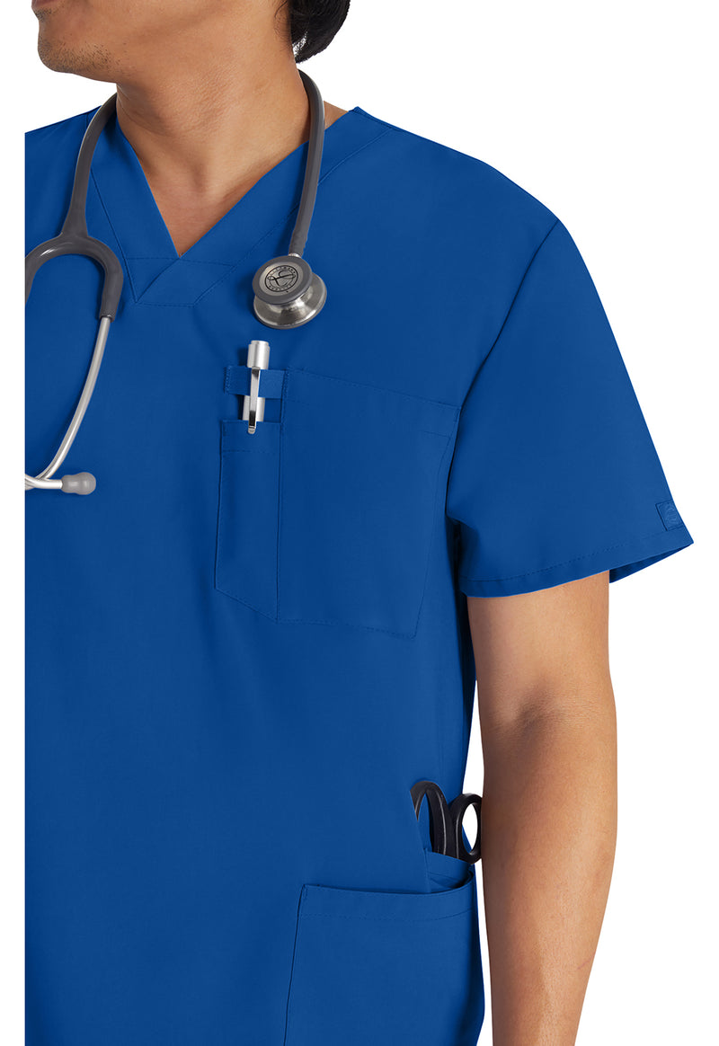 Galaxy Blue - Men's V-Neck Scrub Top (View 2)