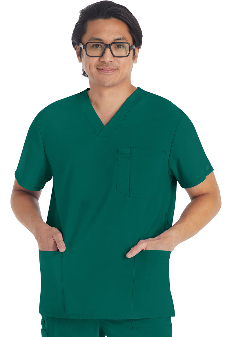 Hunter Green - Dickies EDS Essentials Men Scrub Top - Front View