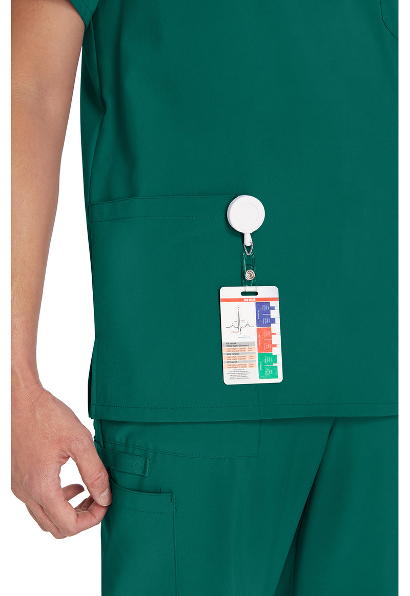 Hunter Green - Men's V-Neck Scrub Top (View 4)