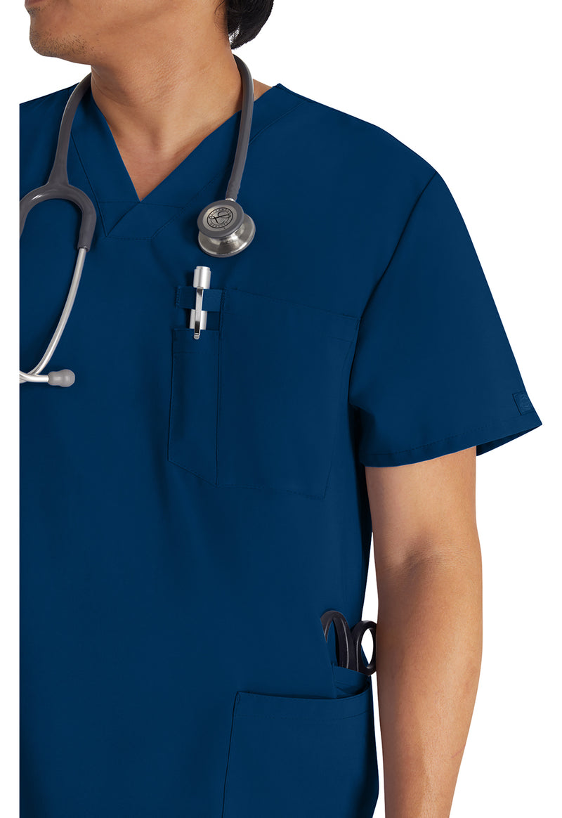 Navy - Men's V-Neck Scrub Top (View 2)