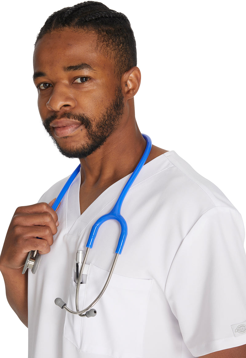 White - Men's V-Neck Scrub Top (View 2)