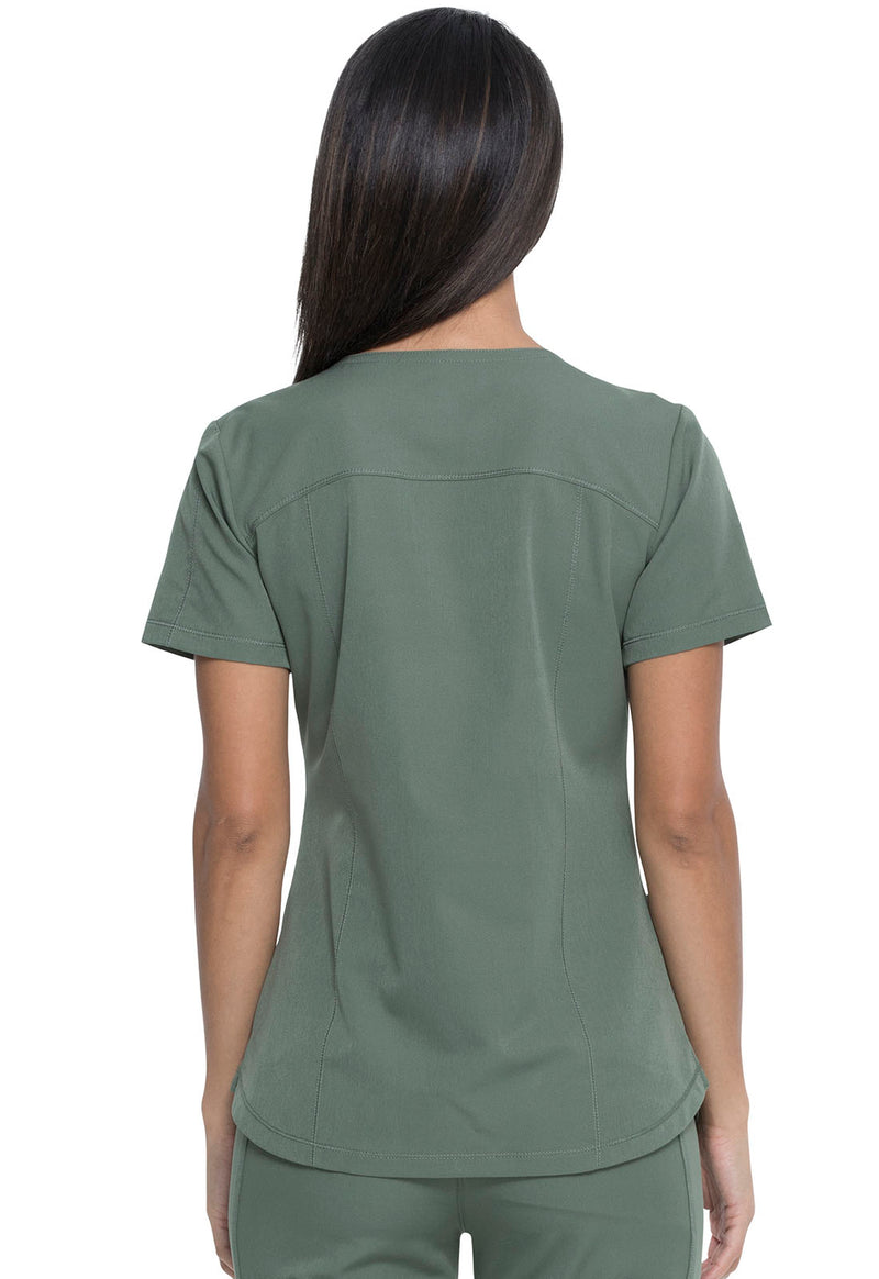 Olive - Dickies Dynamix Women Scrub Top - Back View