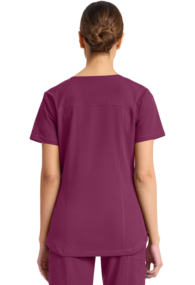 Wine - Dickies Dynamix Women Scrub Top - Back View