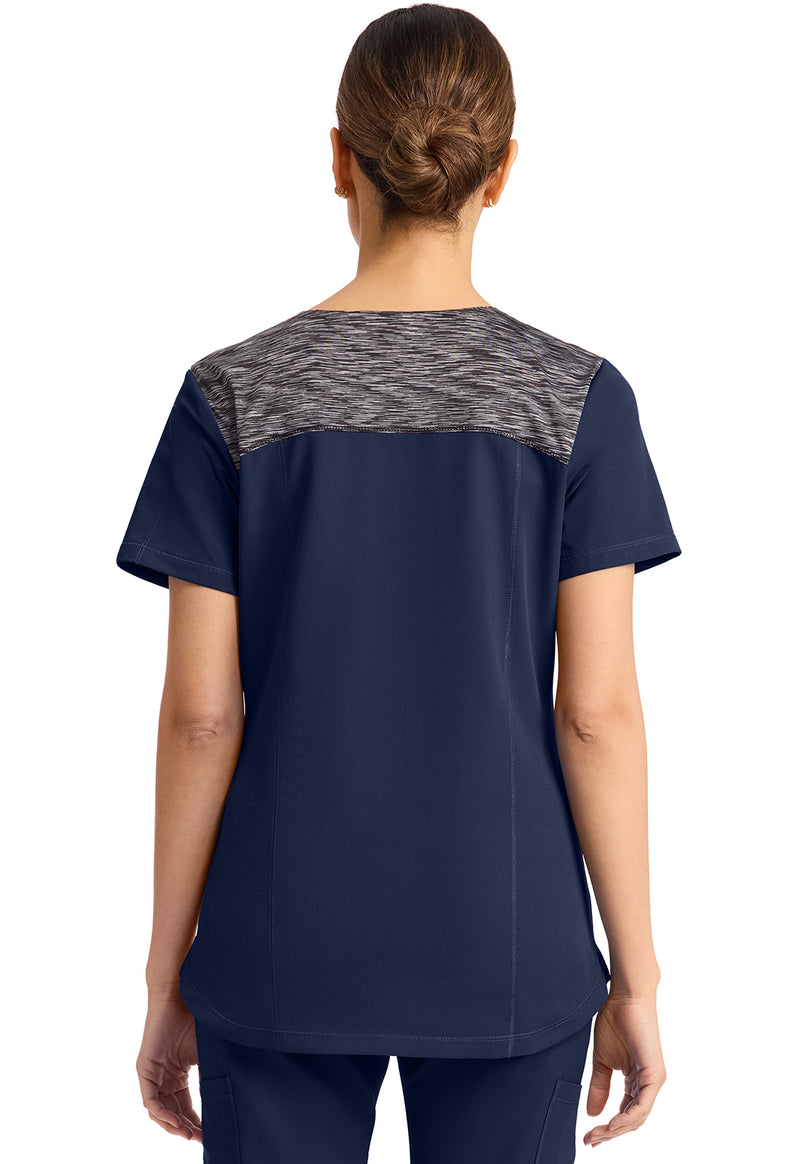 Navy - Dickies Dynamix Women Scrub Top - Back View