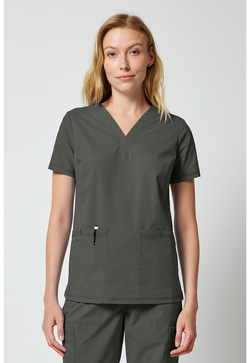 Olive - Dickies Forge Women Scrub Top - Front View
