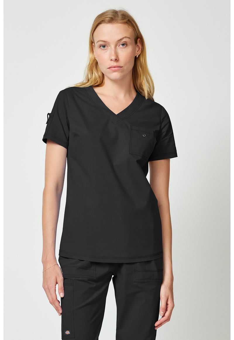 Black - Dickies Forge Women Scrub Top - Front View
