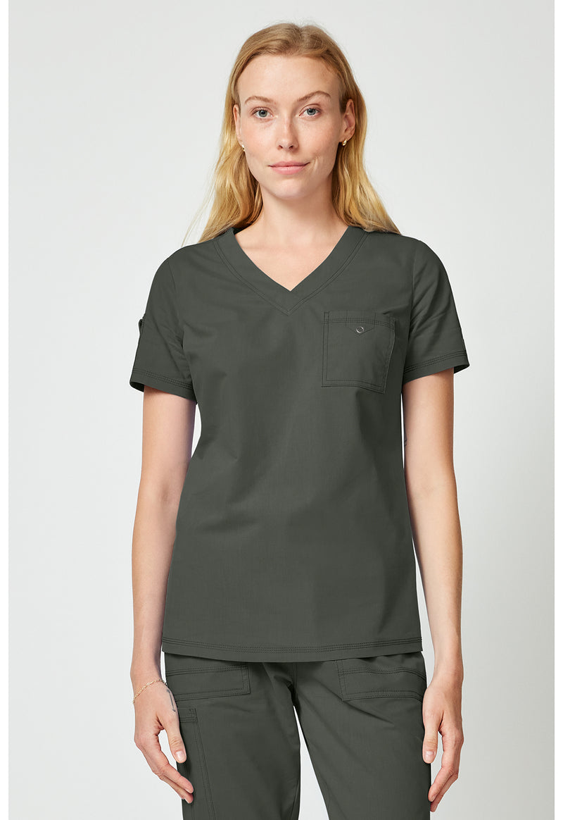 Olive - Dickies Forge Women Scrub Top - Front View