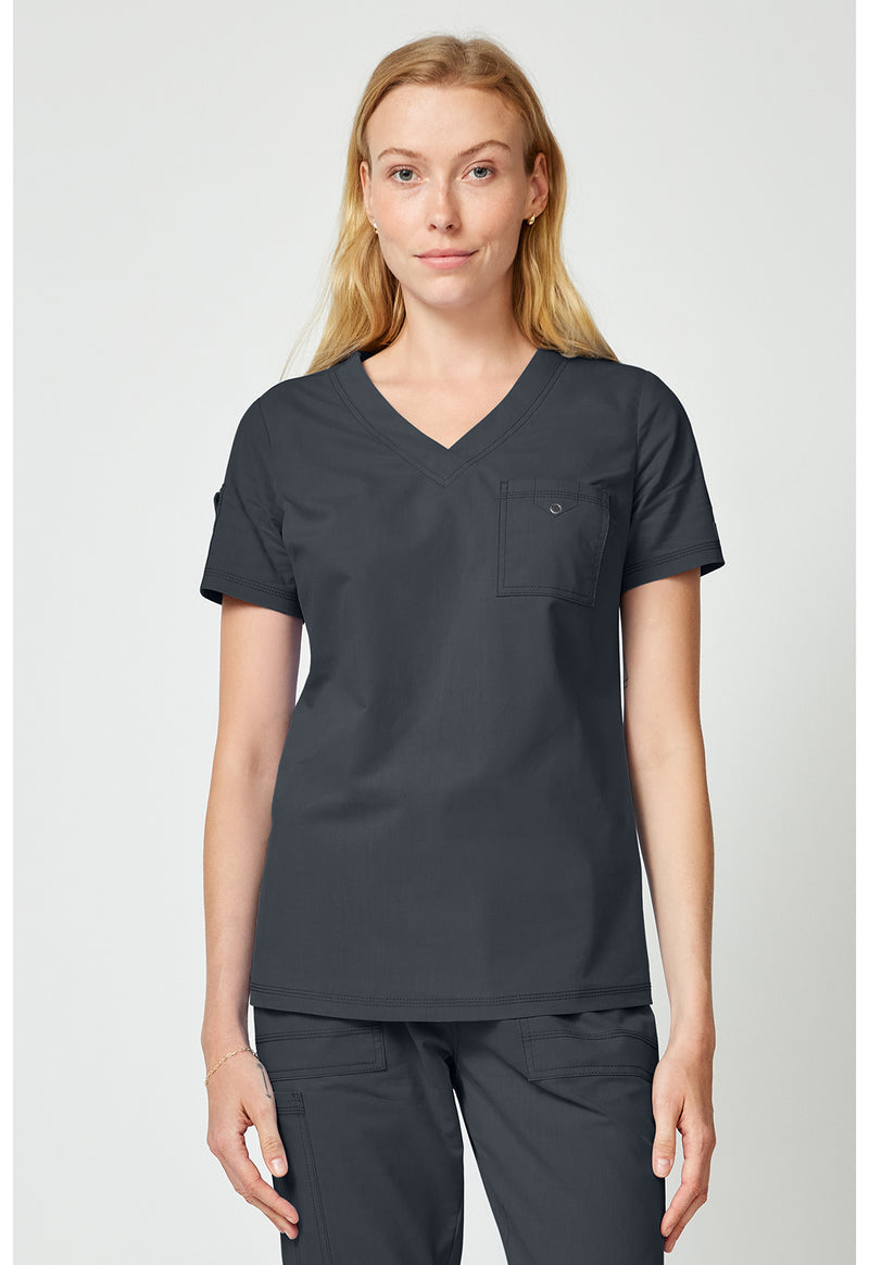 Pewter - Dickies Forge Women Scrub Top - Front View