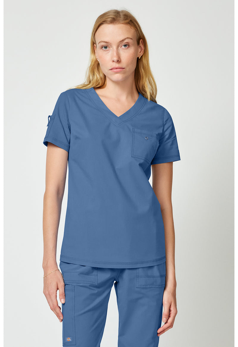 Vintage Blue - Dickies Forge Women Scrub Top - Front View