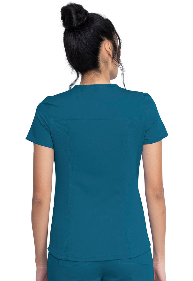 Caribbean Blue - Dickies Balance Women Scrub Top - Back View