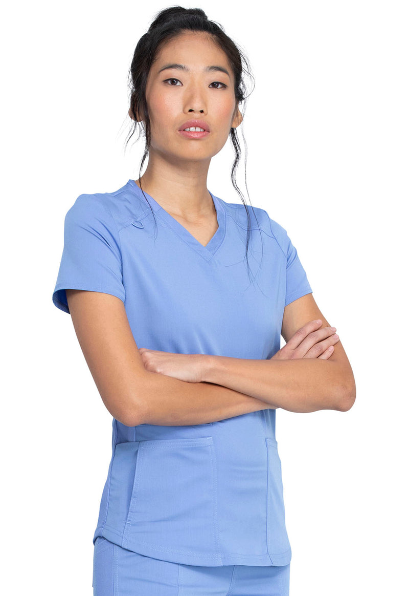 Ciel Blue - Dickies Balance Women Scrub Top - Front View