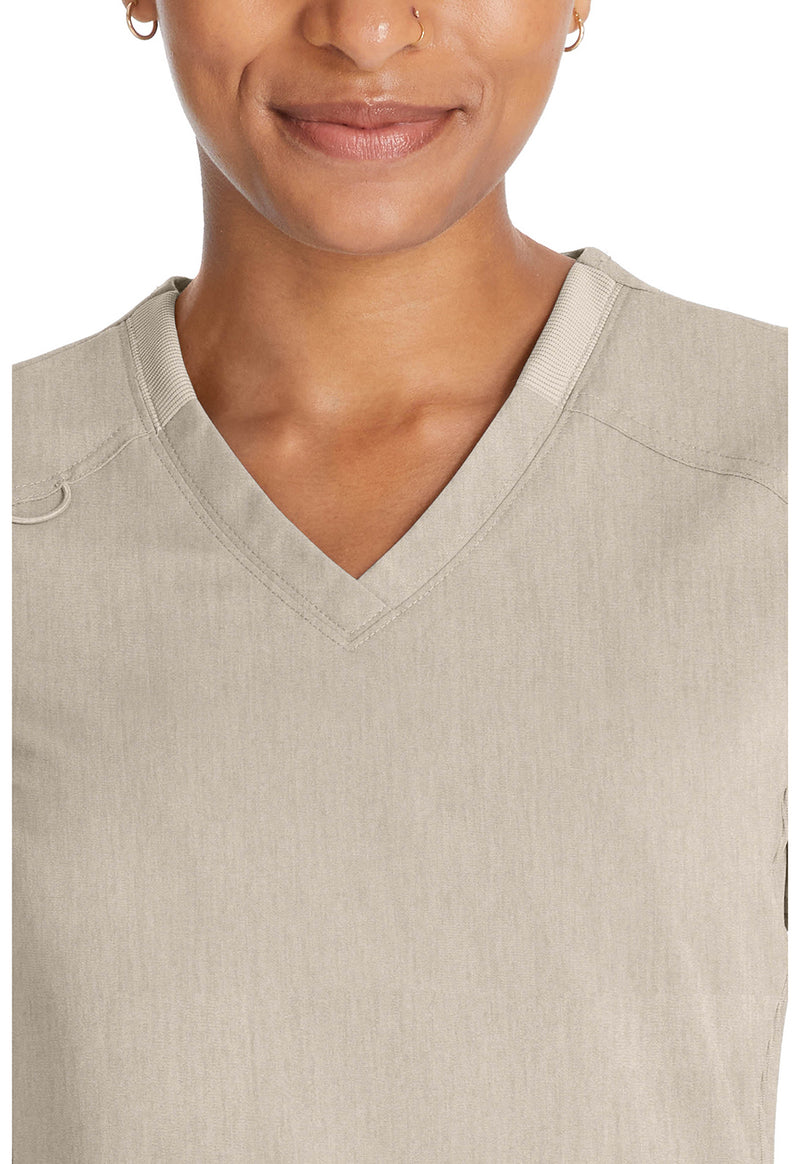 Heather Blonde Wood - Women's V-Neck Scrub Top (View 2)