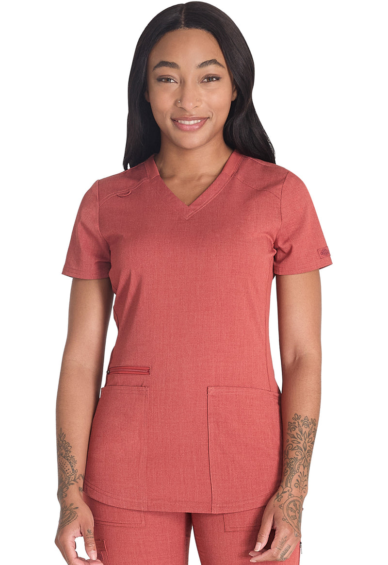 Heather Clay - Dickies Balance Women Scrub Top - Front View