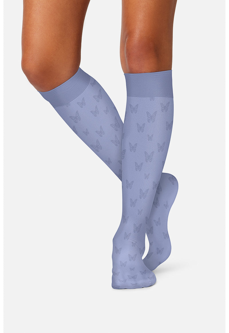 Blue Butterflies - Knee High 8-15 mmHg Compression Sock