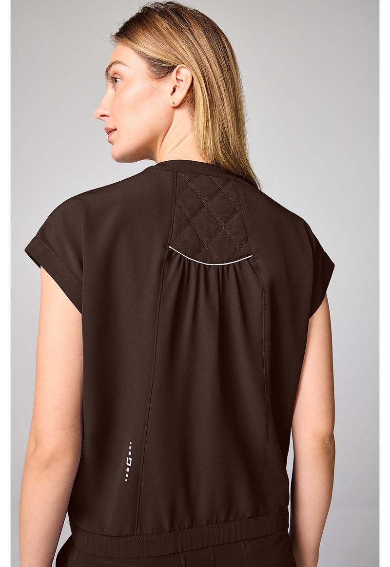 Dark Chocolate - Mandarin Collar Crop Top (Back)