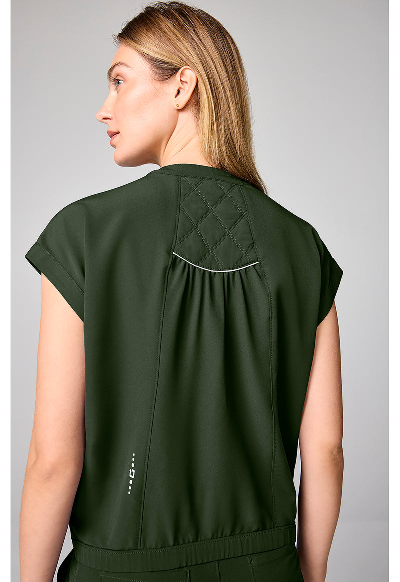 Dark Pine - Mandarin Collar Crop Top (Back)