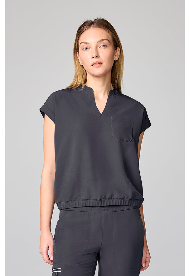 Pewter - Mandarin Collar Crop Top
