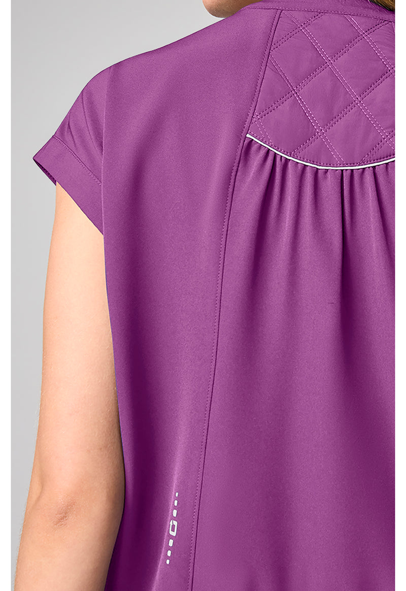 Plum Violet - Mandarin Collar Crop Top (View 3)