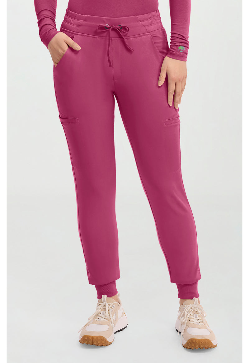 Cherry Wine - Healing Hands Works Women Scrub Pants - Front View