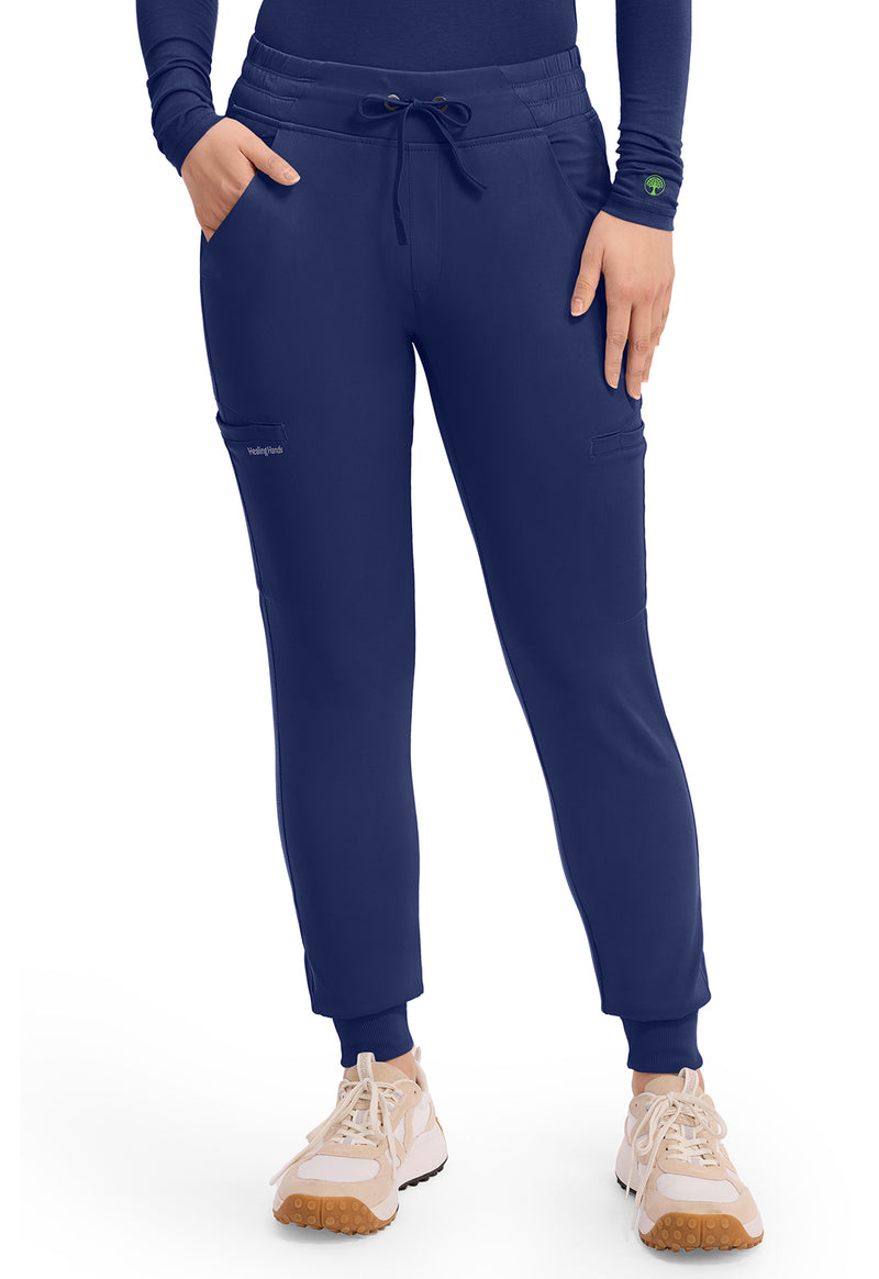 Navy - Healing Hands Works Women Scrub Pants - Front View