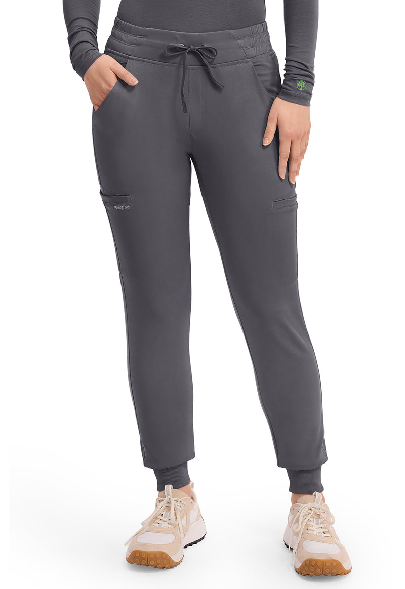 Pewter - Healing Hands Works Women Scrub Pants - Front View