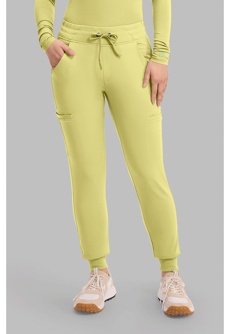 Retro Lime - Healing Hands Works Women Scrub Pants - Front View