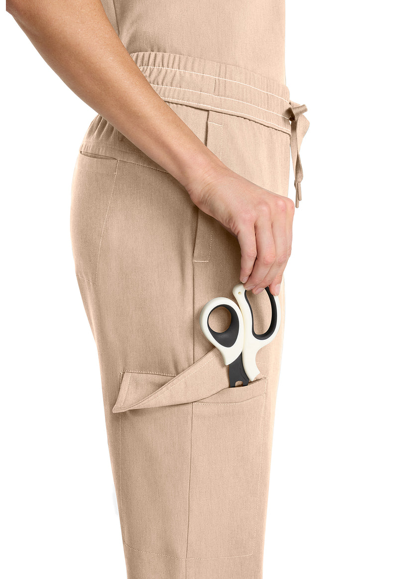 Desert Taupe - Women's Mid Rise Drawstring Straight Leg – Petite (View 3)