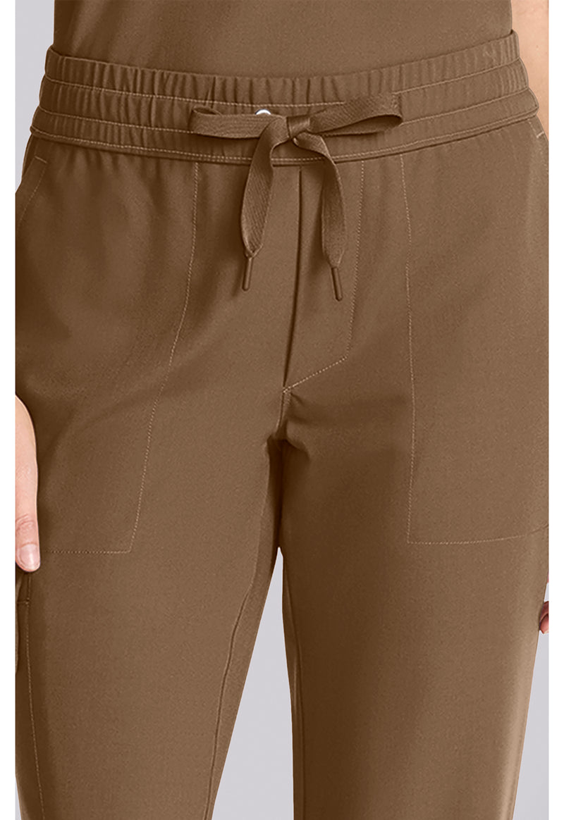 French Brown - Women's Mid Rise Drawstring Straight Leg – Petite (View 4)