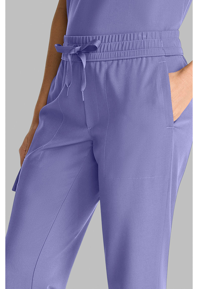 Persian Violet - Women's Mid Rise Drawstring Straight Leg – Petite (View 4)