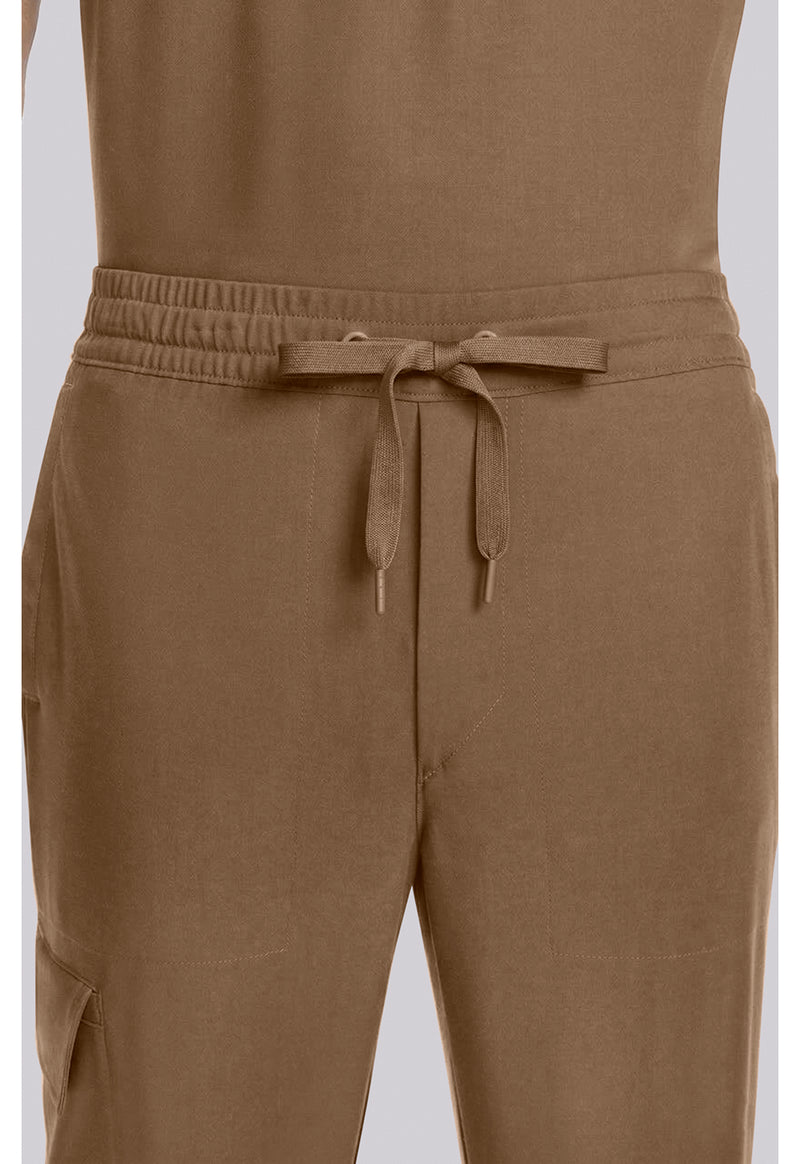 French Brown - Men's Zip Fly Drawstring Scrub Pants (View 2)