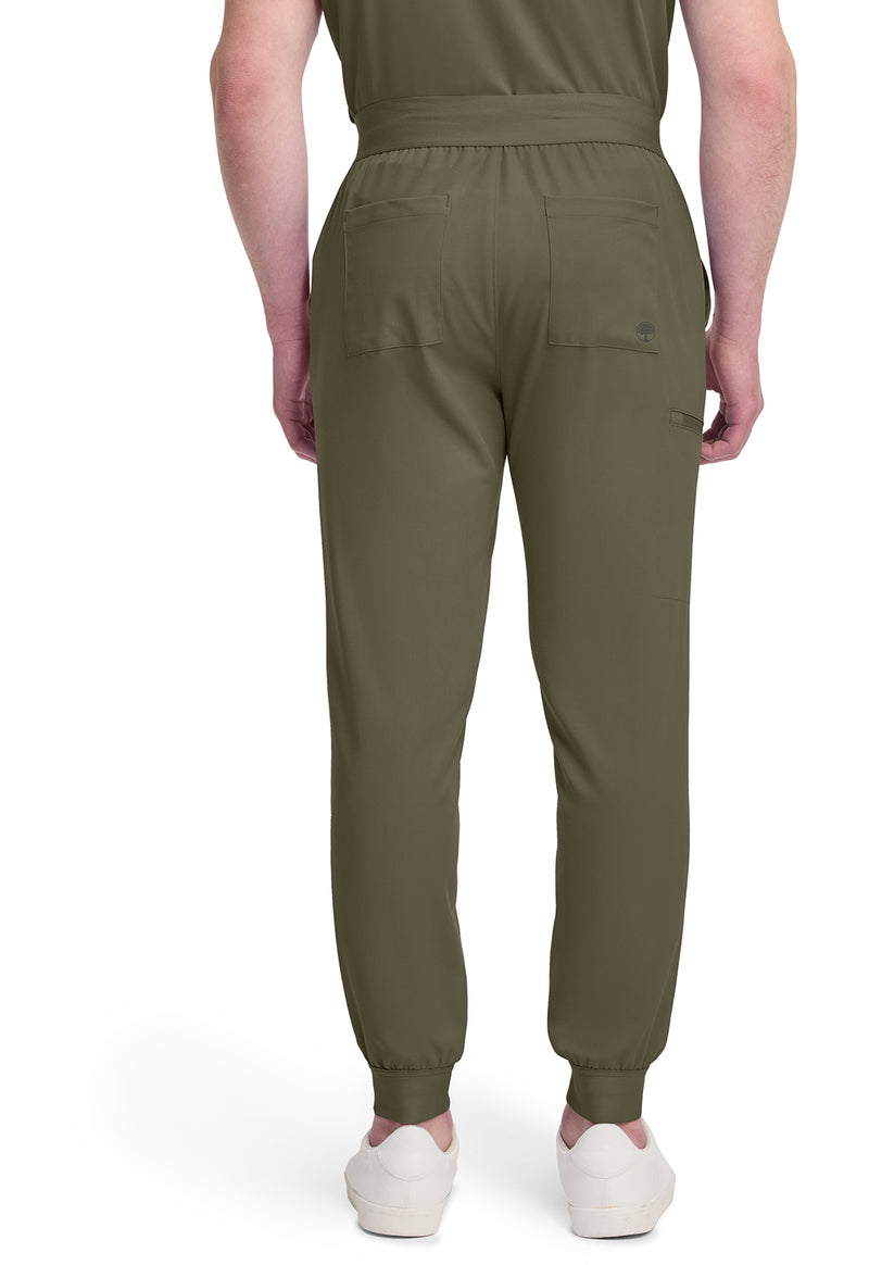 Olive - Healing Hands Quest Men Scrub Pants - Back View