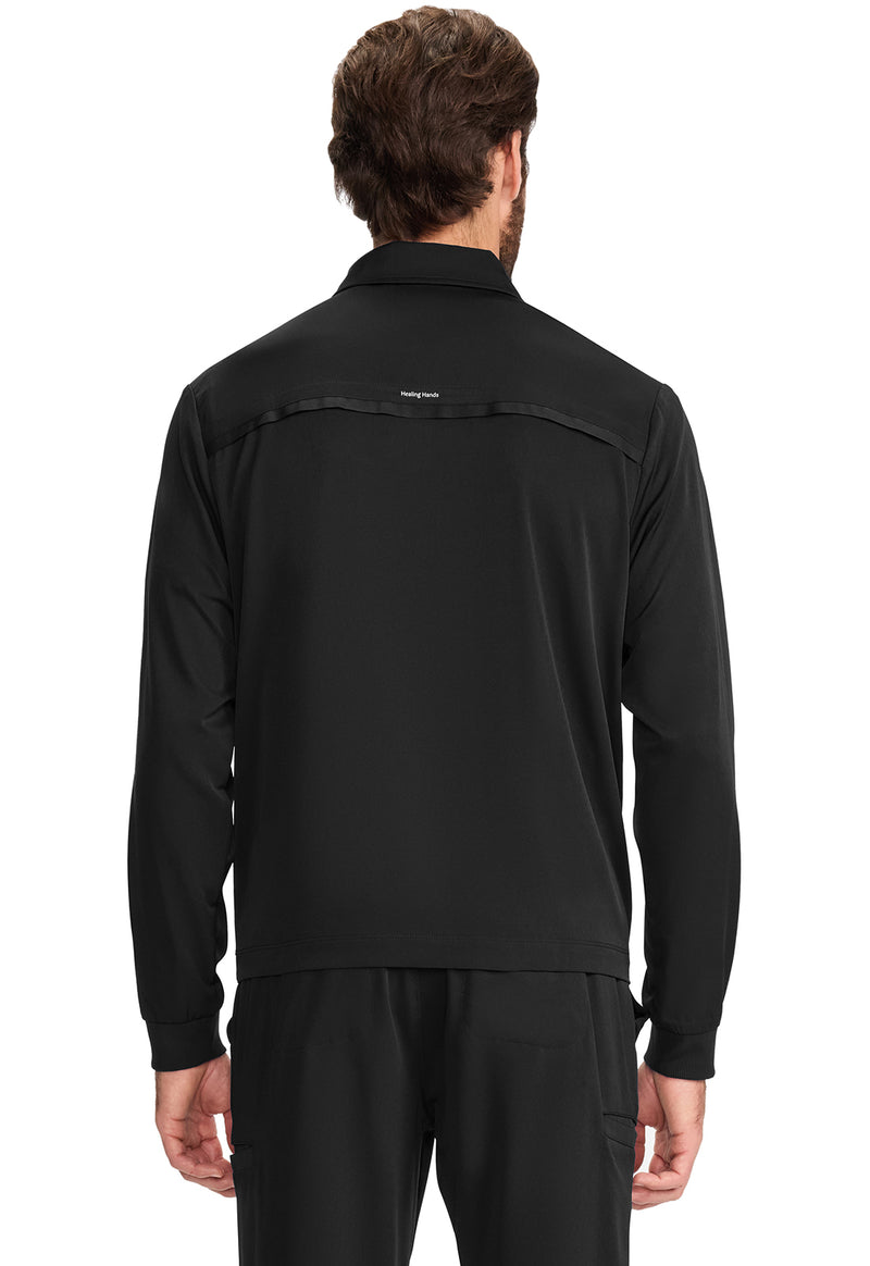 BLACK - Men's Zip Front Jacket (Back)