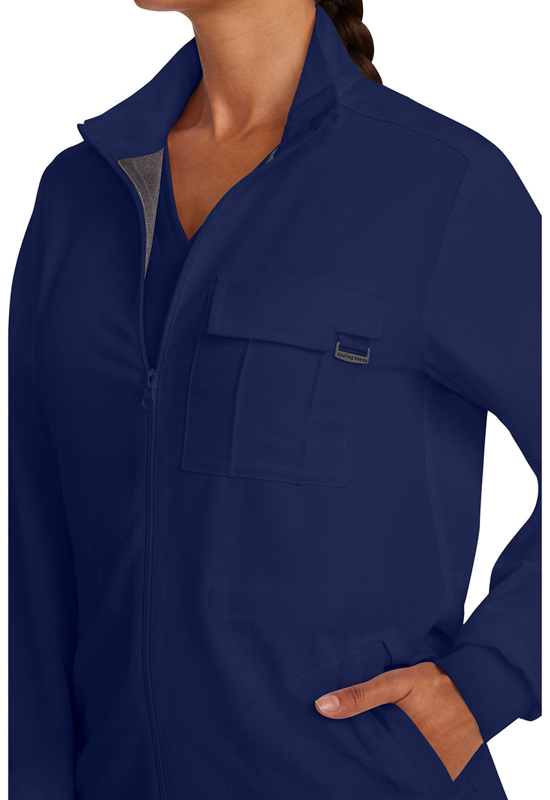 Navy - Women's Zip Front Utility Scrub Jacket (View 2)