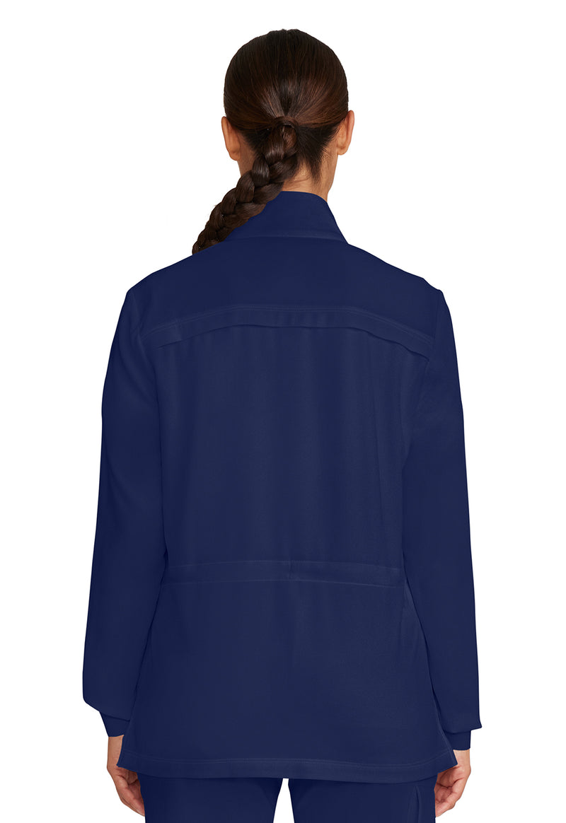 Navy - Healing Hands Quest Women Scrub Jacket - Back View