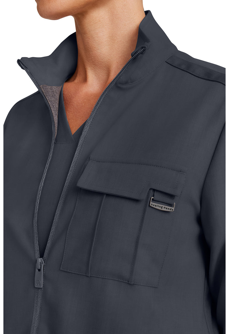 Pewter - Women's Zip Front Utility Scrub Jacket (View 4)