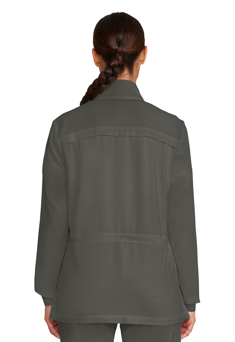 Pewter - Healing Hands Quest Women Scrub Jacket - Back View