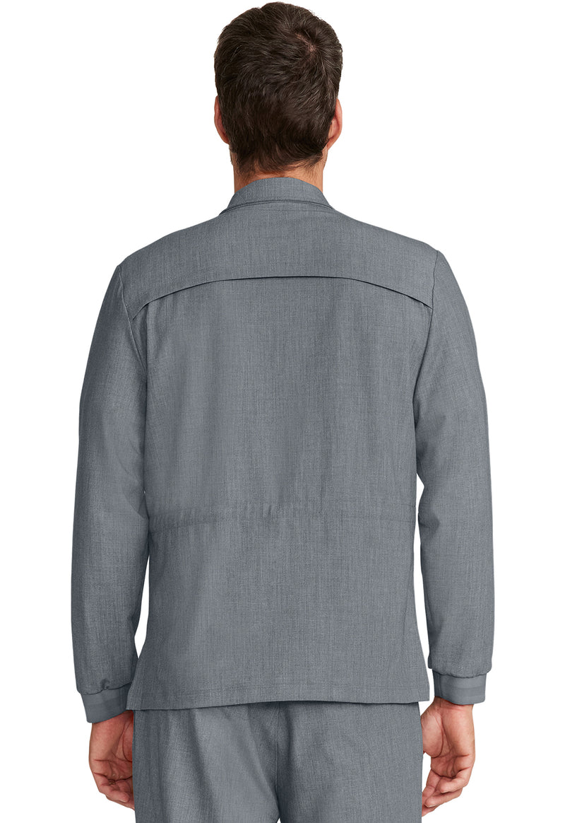 heather ash - Men's Zip Front Utility Jacket (Back)