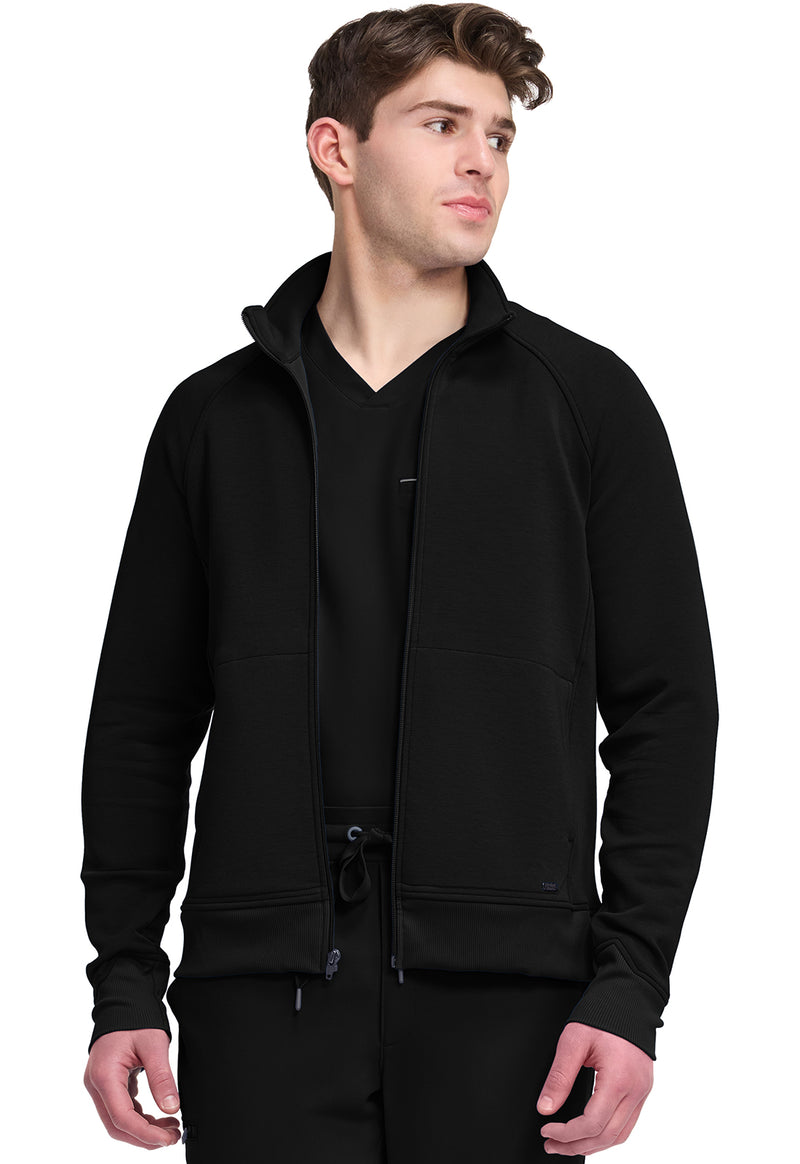 BLACK - Men's Zip Front Knit Jacket