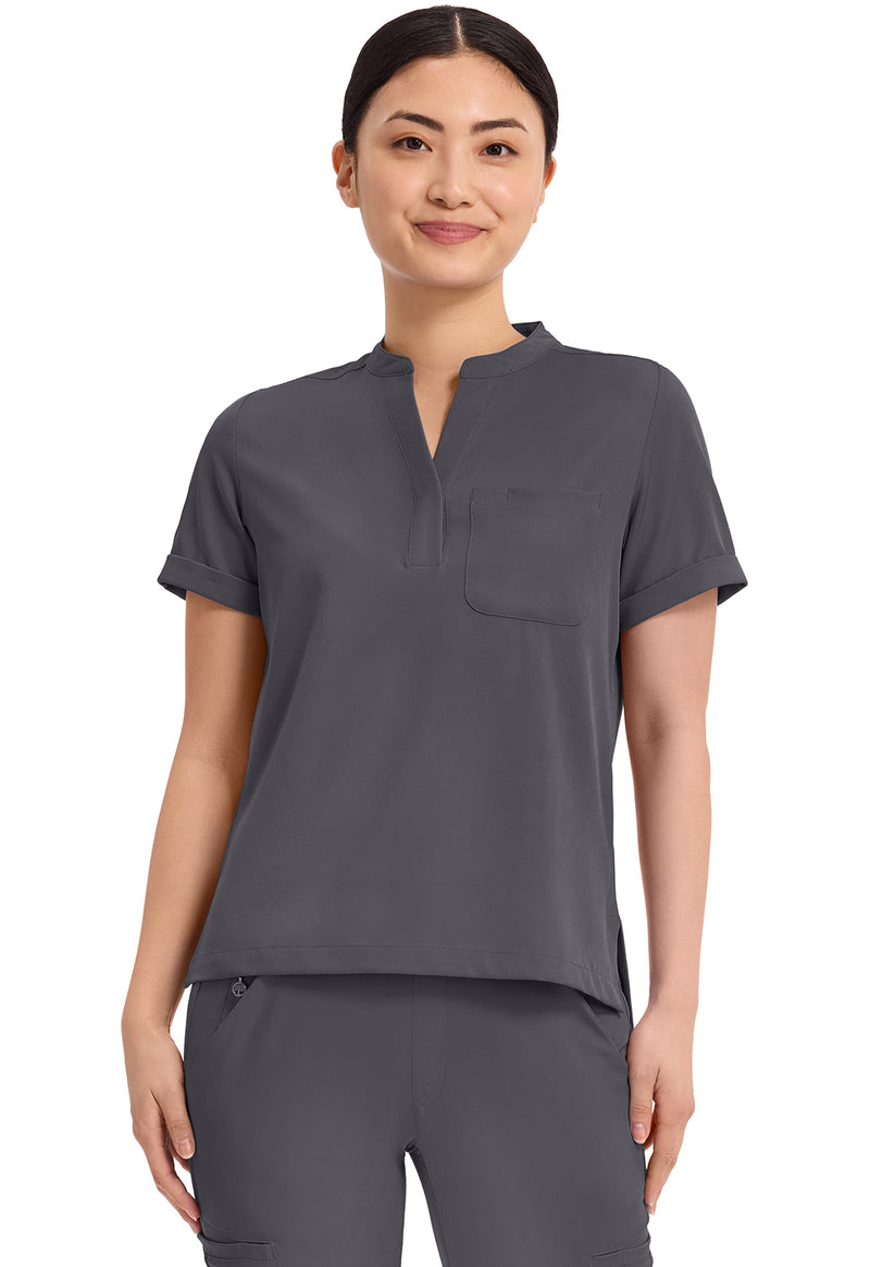 Pewter - Healing Hands Works Women Scrub Top - Front View