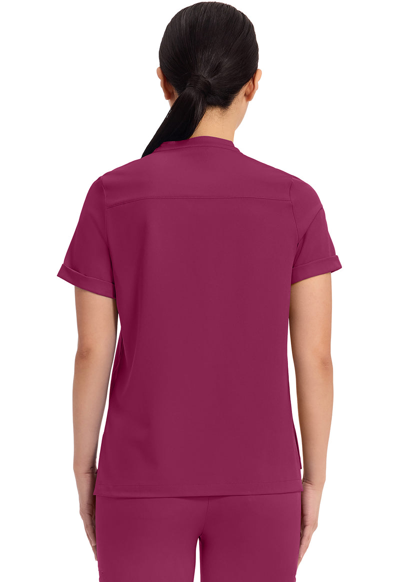 Wine - Healing Hands Works Women Scrub Top - Back View