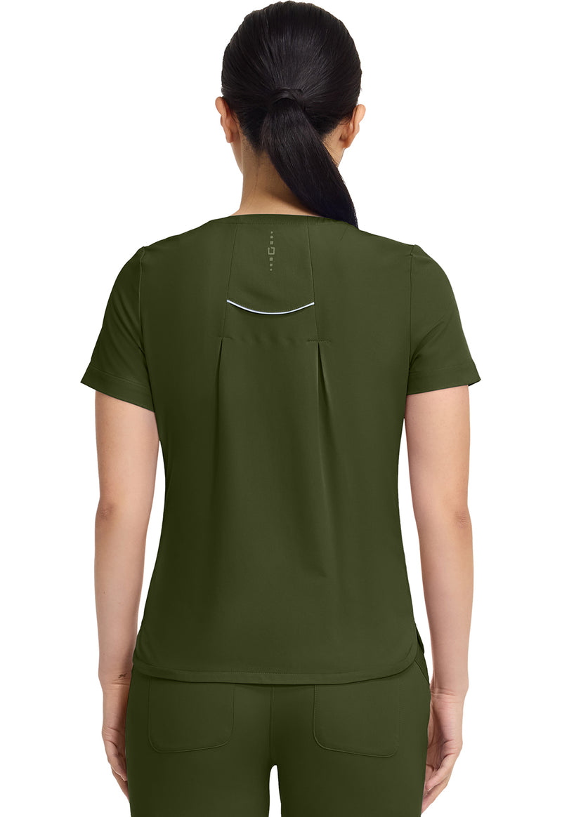 Dark Pine - Healing Hands 360 Women Scrub Top - Back View