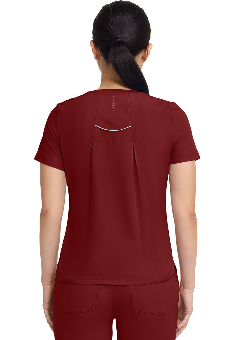 Garnet Red - Healing Hands 360 Women Scrub Top - Back View