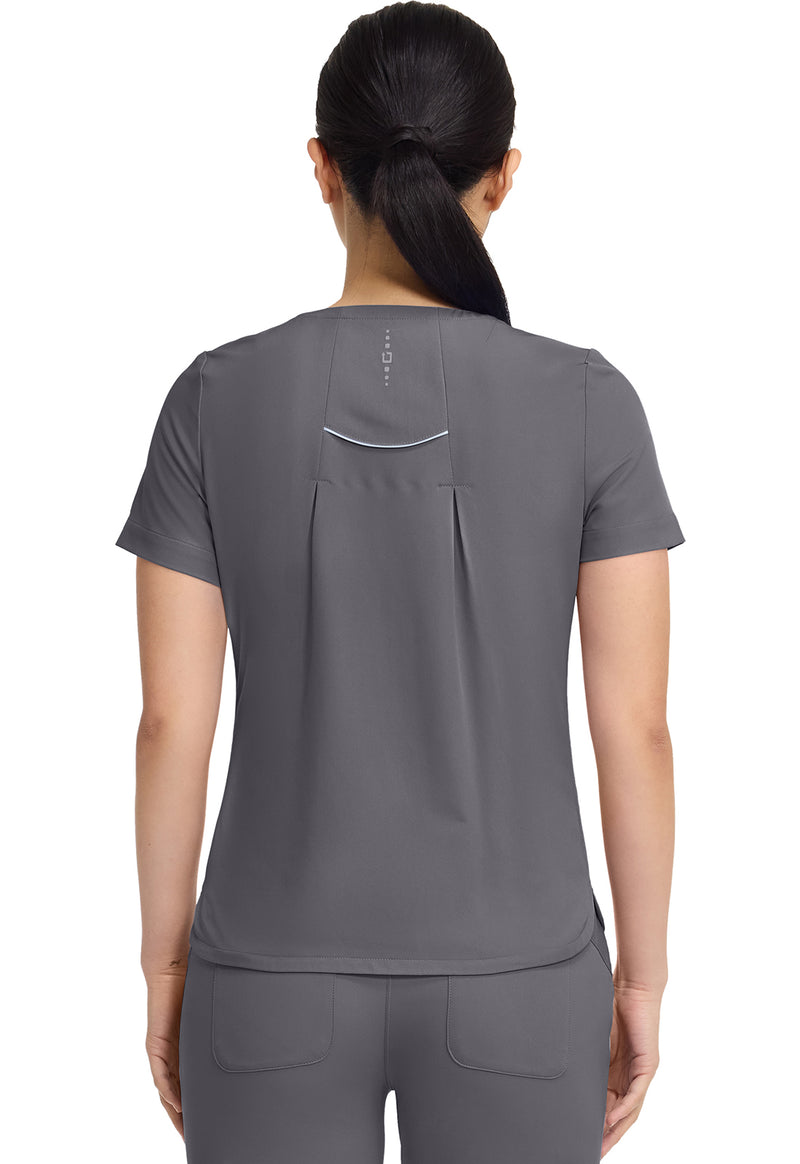 Pewter - Healing Hands 360 Women Scrub Top - Back View