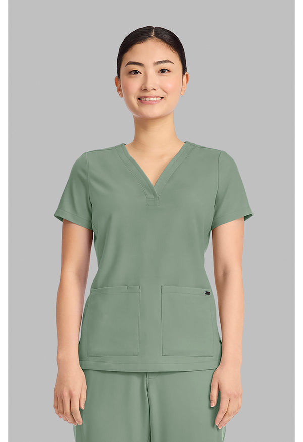 Women's 3-Pocket Y-Neck Scrub Top