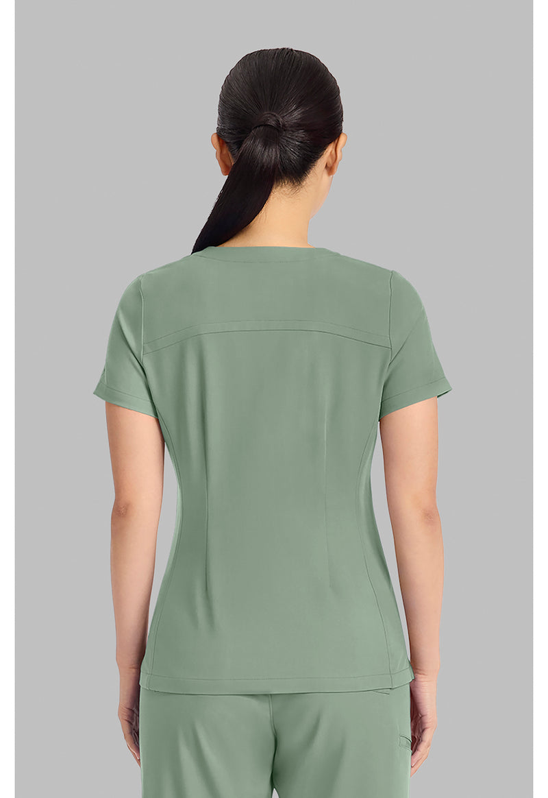 Acadia Green - Healing Hands Quest Women Scrub Top - Back View