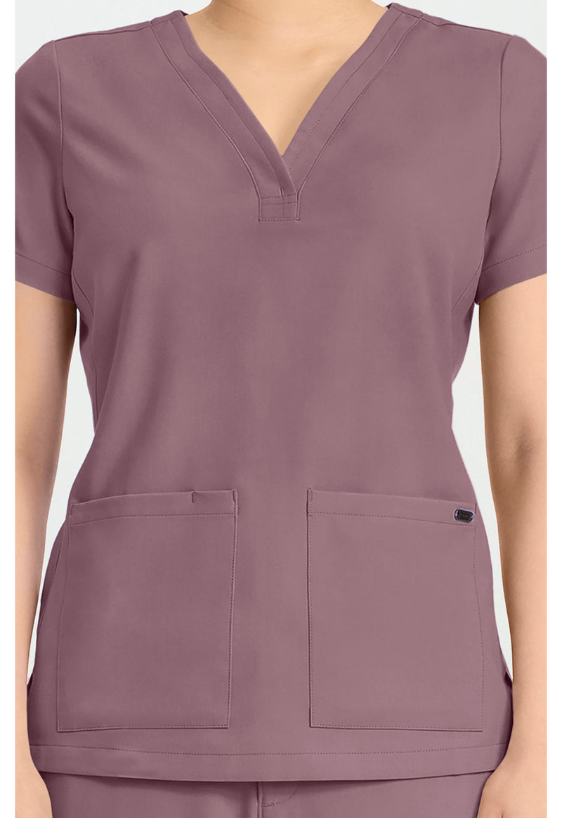 Elderberry - Women's 3-Pocket Y-Neck Scrub Top (View 4)