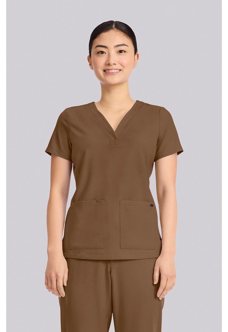 French Brown - Healing Hands Quest Women Scrub Top - Front View
